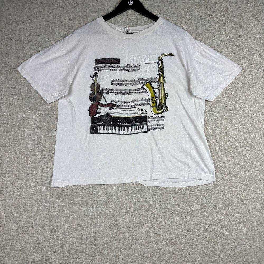 Vintage Signal Sport Music Jazz Rock Graphic T-Shirt White Single Stitch Large